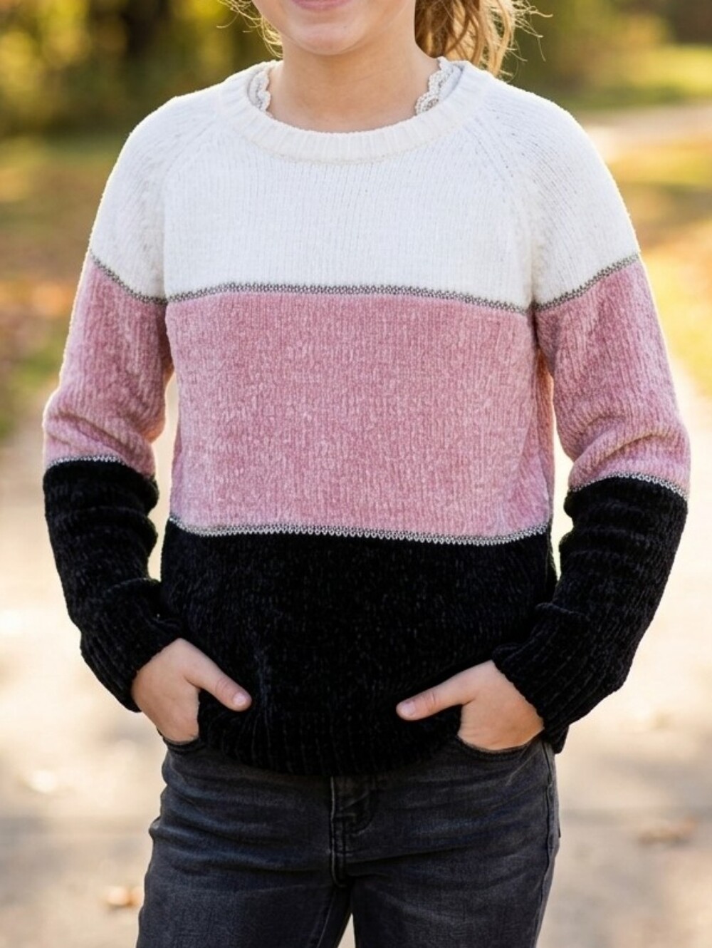 NWOT btween Girls Colorblock Chenille Sweater - Size 12